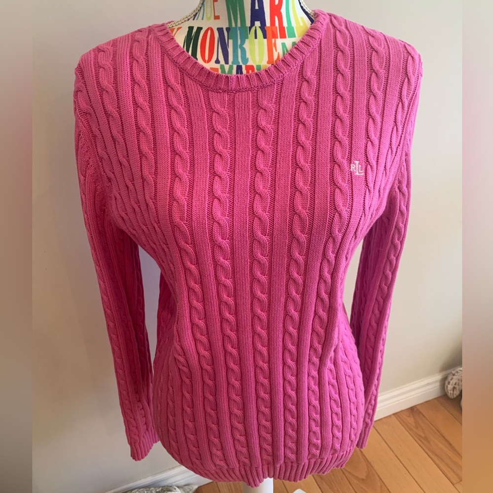 Ralph Lauren Vibrant Pink Cable Knit Sweater